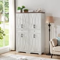 thumbnail image 2 of TrumanPick 68"H Tall Kitchen Pantry with 4 Doors, 1 Drawer Modern Freestanding Storage Cabinet for Dining Room Living Room, White/Walnut, 2 of 9