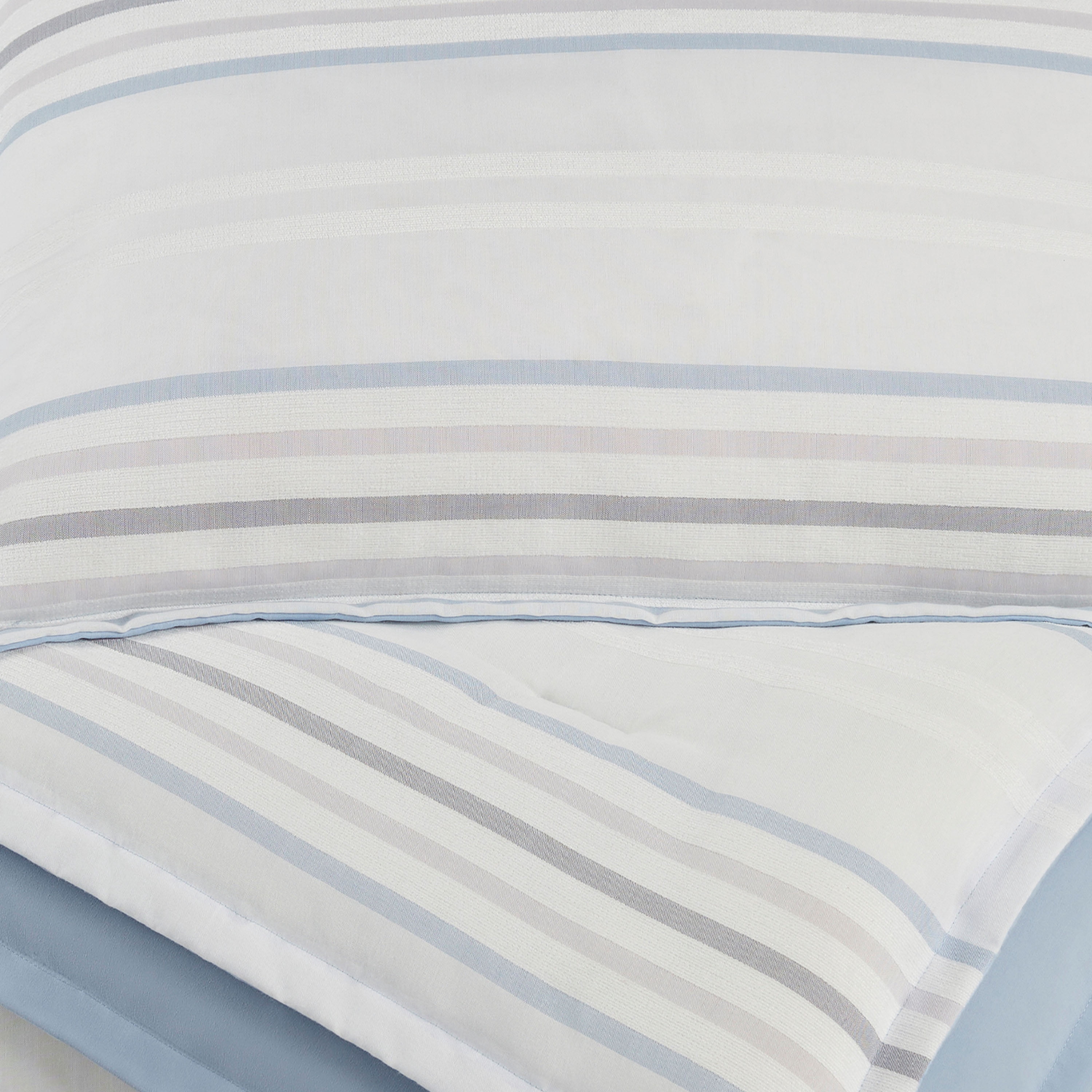 Vellux Bergen Striped 2-Piece Cotton Comforter Set, Down Alternative, Twin, Blue