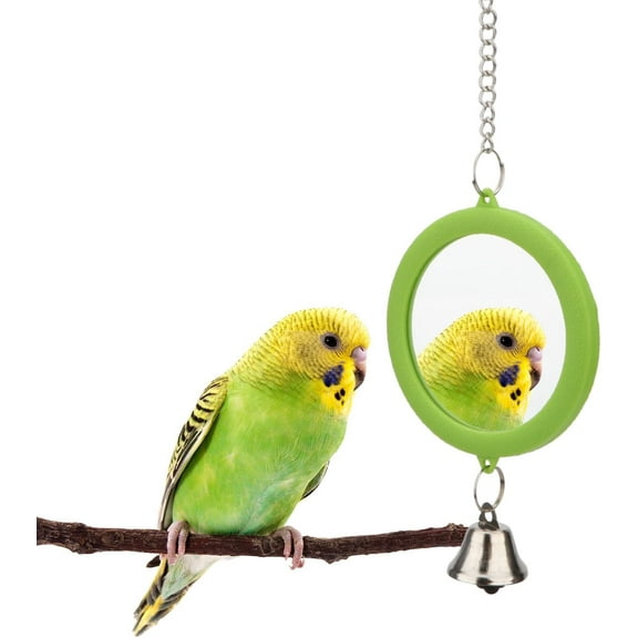 Pet Bird Mirror with Bell Interactive Parrot Toy Bird Cage Mirror for Cockatiel Parakeets Canaries