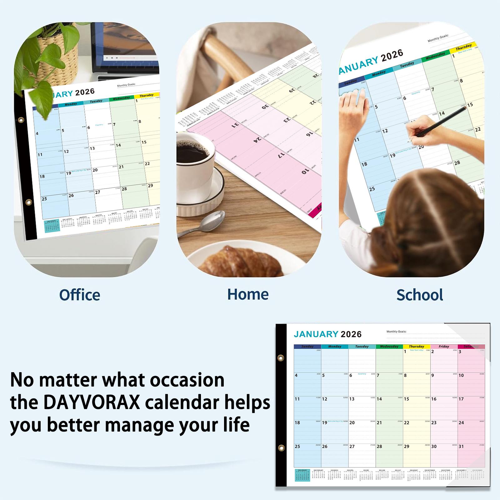 2026 Large Desk Calendar and Wall Planner, 18 Months Jan 2026-Jun 2027, 22x17 in Grid for Family Schedule and Office Organization, Desktop Monthly Blotter Pad