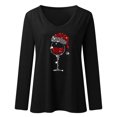 thumbnail image 3 of Fiaer Christmas White Long Sleeve Shirts for Women V Neck Shine Glass T Shirts Plus Size Loose Fit Tops Black M, 3 of 4