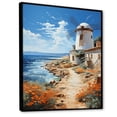 thumbnail image 2 of Designart "Coastline with Spanish Windmills II" Cityscapes Floater Framed Canvas Art Print, 2 of 7