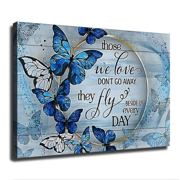 Blue Butterfly Wall Art Butterfly Decor for Bathroom Blue Wall Art for Office Butterfly Room Decorations Art Paintings Blue Butterfly Picture Decor for The Home Framed Wall Art 12"x18"