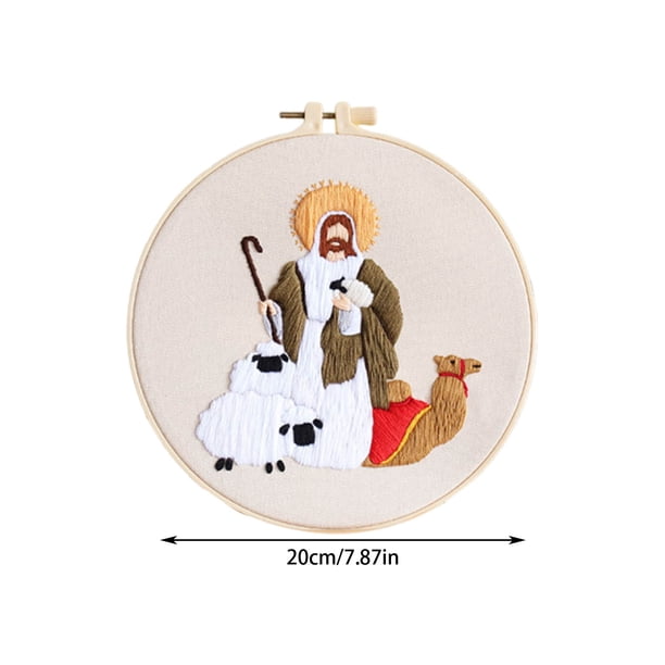 Paquete de Material de Bricolaje de Bordado Hecho a Mano, Kit de Estiramiento de Bordado de Cinturón Árabe de Mitología Religiosa Europea, Tela de Algodón de 29x29cm con Hilos Y Agujas