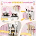 thumbnail image 5 of Pirecart Kids Play Kitchen Set, Toddler Wooden Kitchen Playset with Cooking Accessories and Clicking Knobs, Educational Chef Pretend Play Set for Ages 3+, Pink, 5 of 9