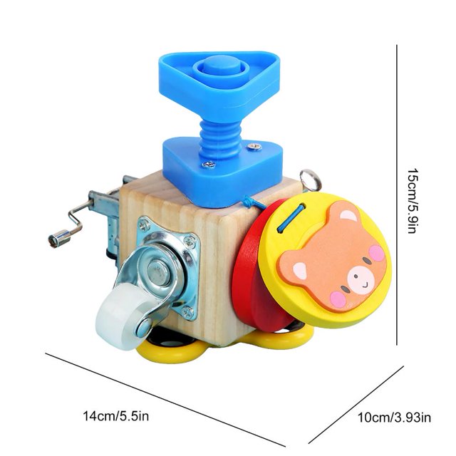 Cubo de actividad ocupado, juguetes de madera para niños pequeños para aprender habilidades para la vida (oso) Likrtyny Para estrenar