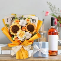 100Fens Completed Crochet Flowers Bouquet Knitted Bouquet Crochet Artificial Flowers Of Sunflowers Daisy For Mother'S Day Birthday Wedding Home Decor Gifts For Mom