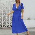 thumbnail image 4 of zaveiop Women Swimsuit Cover up Bikini Bathing Suit Sexy Deep V Neck Swim Beach Dresses Summer Beachwear (Blue, One Size), 4 of 7