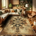 thumbnail image 2 of Ambesonne Abstract Decorative Rug Carpet, Earth Tone Futurist Cubes, 2' 5" x 5', Dark Mustard Peach, 2 of 5