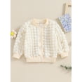 thumbnail image 2 of Bslissey Toddler Baby Girls Solid Color Jacket Long Sleeve Crew Neck Button Patchwork Casrdigan Coat Infant Casual Outerwear 6M 12M 18M 24M 3T 4T Kids Daily Clothes, 2 of 8