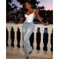 thumbnail image 5 of CHICME Jeans for Women Rhinestone High Waist Wide Leg Casual Boyfriend Denim Pants with Matching Sparkly Belt Blue-S, 5 of 9