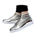 thumbnail image 2 of Mens Glitter Sparkly Shoes Sequin Boots High Shiny Top Sneakers (Silver 7), 2 of 8
