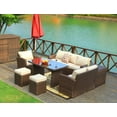 thumbnail image 3 of 179.85" X 31.89" 32.68" Brown 7Piece Steel Outdoor Sectional Sofa Set with Ottomans and Storage Box, 3 of 3