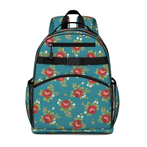 Pioneer Flower Floral Print Pattern Backpack for School, Cute School Bag with Adjustable Shoulder Straps and Padded Back, 15.25"x11.5"x5.25"