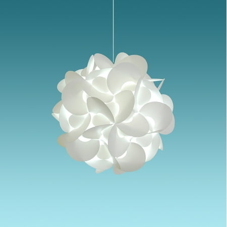 Akari Lanterns Small Rounds 12 inch wide , Cool White Glow, Modern & Unique Ceiling Hanging Light Fixtures / Swag Plug in or Hardwire as Pendant Lamp Shade - Spiral bulb included, Easy to install