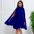 thumbnail image 2 of AURA Chiffon Midi Dress Cape Batwing Extra Long Sleeve Round Neck High Waist A-Line S-XXXL, 2 of 7