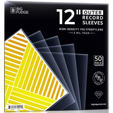 Big Fudge Vinyl Record Outer Sleeves - 12", Durable Wrinkle-Free Crystal Clear Storage, 50 Pack