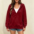thumbnail image 4 of cocolona Pullover Hoodies for Women Deep V Neck Long Sleeve Trendy Sweatshirts Casual Solid Color Tops, 4 of 7