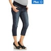 Maternity Plus-Size Demi-Panel Denim Capris with Back Flap Pockets