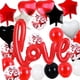 thumbnail image 1 of Globos De Látex De Confeti Con Cinta Para La Decoración De La Fiesta De Cumpleaños De La Boda Negro Rojo SM SunniMix Globo de San Valentín, 1 of 6