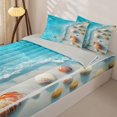 thumbnail image 3 of jejeloiu Sea Beach Shell Pattern Zipper Full Size Comforter Sets with Fitted Sheet and 2 Pillowcases Kids,Hawaii Ocean Holiday Zipper Bedding Set For Boy,Reversible,4 Pieces, 3 of 7