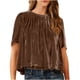 thumbnail image 1 of Karight Womens Velvet Babydoll Tops Short Sleeve Peplum Pleated Flowy Blouse Casual Loose Fit Crewneck Tshirts, 1 of 4