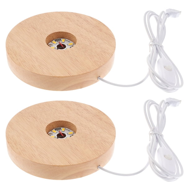 Base de exhibición de luces LED, Base de madera iluminada, soporte de bola de cristal, Base de exhibición de madera, 2 uds.