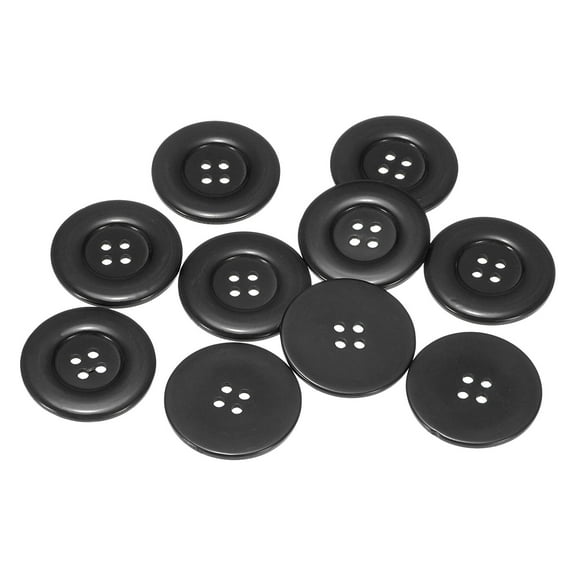 Uxcell 10pcs 60L Sewing Buttons 1-1/2"(38mm) Resin Round Flat 4-Hole Craft Buttons for Sewing Clothing DIY, Black