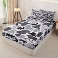 thumbnail image 2 of Manfei Retro Camo Zipper Twin Comforter Sets with Fitted Sheet and 2 Pillowcases,Lovely Bear Zipper Bedding Set,White Black,Black Reversible,4pcs, 2 of 8