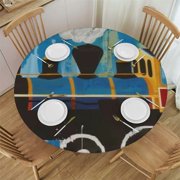 QKZF All Aboard Train Railroad Party SuppliesPlates Luncheon Napkins Cups and Table Cover with Birthday Candles 38-42