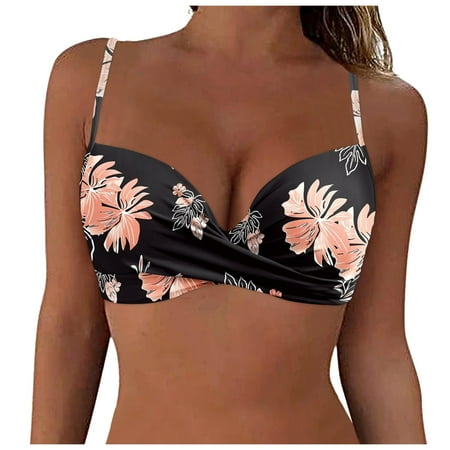 Gerichy Women Underwire Bikini Top Only Push Up Swim Top Bra Swimsuit Tops Padded Bathing Suit Top Khaki 2XL