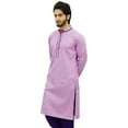 thumbnail image 4 of Atasi Men's Long Purple Cotton Mandarin Collar Shirt Ethnic Clothing-Small, 4 of 7
