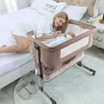 thumbnail image 4 of NEWLAKE 3 in 1 Bassinet for Baby, Easy Folding Height Adjustable Bedside Sleeper (Beige), 4 of 7