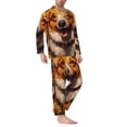 thumbnail image 2 of Daiia Artistic Sunflower Corgi for Men's Long-Sleeved Pajama Set – Soft & Comfortable Sleepwear Button-Up Pajamas Cozy Lounge Wear-Medium, 2 of 7