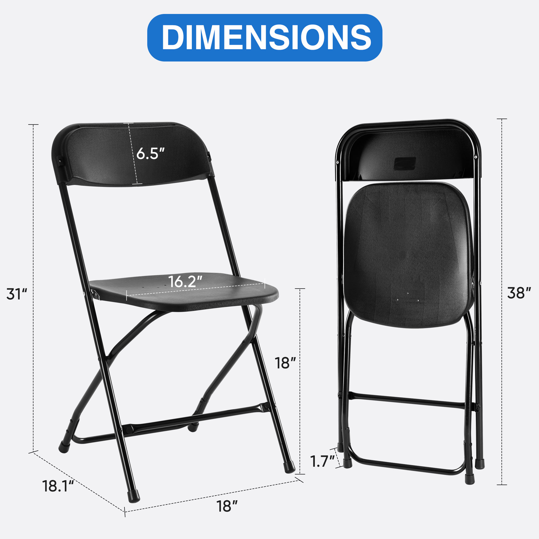Edx 4-Pack Folding Chair, Black photo 8