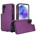 thumbnail image 2 of Compatible with Samsung Galaxy S25 Crossbody Wallet Phone Case,RFID Blocking PU Leather Shockproof Phone Case Women Men Kickstand flip Back Wrist Strap Zipper Credit Card Holder Slots,Darkpurple, 2 of 8