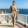 thumbnail image 3 of Quixlent Summer 2 Piece Skirt Sets for Women Batwing Long Sleeve Top And High Waist Ruched Maxi Skirt Matching Set Summer Vacation Lounge Outfits, 3 of 7