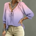 thumbnail image 4 of Womens 3/4 Length Sleeve Tunic Tops Dressy Casual V-Neck Summer Tops Floral Blouses Work Shirts, 4 of 5