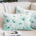 thumbnail image 2 of Teal Spring Floral Pillow Covers Queen, Summer Botanical Watercolor Vintage Soft Brushed Microfiber Breathable Throw Pillow Covers, Pillowcase with Zipper for Couch Sofa Bedroom Living Room 20"x30", 2 of 9