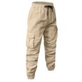 thumbnail image 3 of IAJDKMEK Men's Cotton Cargo Pants - Loose Fit Multi-Pocket Work Trousers and Hiking Pants for Casual Wear and Active Lifestyle,Khaki M, 3 of 8