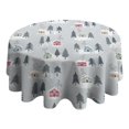 thumbnail image 4 of Gray Christmas House and Tree Pattern Round Tablecloth 60"x60",Wrinkle Wipeable Table Cloth for Kitchen Dining Room Picnic Patio Party, 4 of 6
