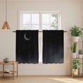 thumbnail image 2 of Night Stars Moon Kitchen Curtain for Berdoom Living Room Cafe 54 Inch Length, Modern Abstract Art Cloud Fog Tiers Curtains Light Filtering Drapes Rod Pocket Window Treatment 2 Panels 52"Wx54"L, 2 of 8