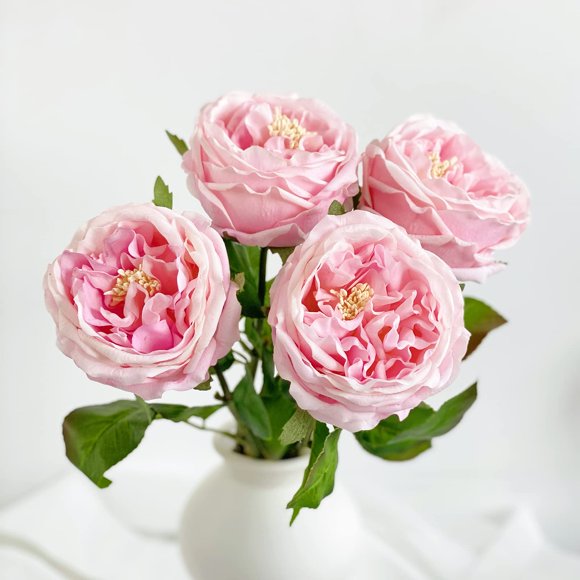 Flores Artificiales YalzoneMet Rosa Austin 45 cm Tallo Rosa 4 unidades