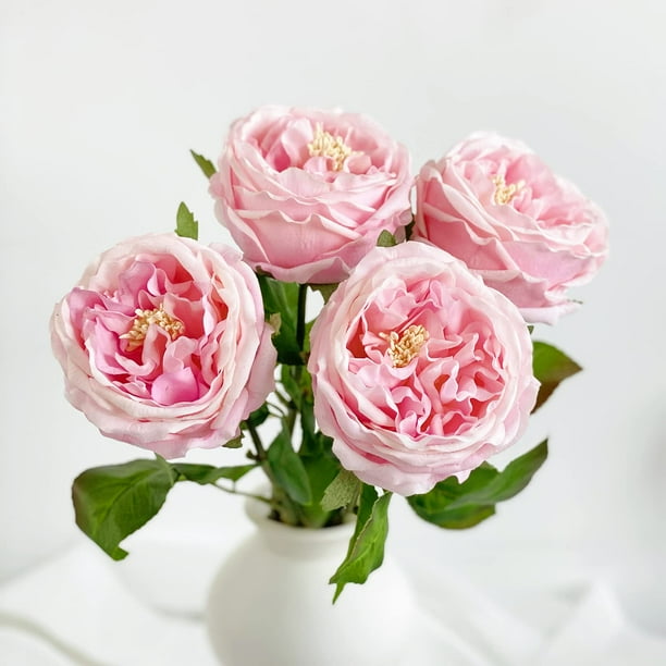 Flores Artificiales YalzoneMet Rosa Austin 45 cm Tallo Rosa 4 unidades
