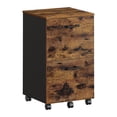 thumbnail image 7 of 2-Drawer Rolling File Cabinet for Home Office – Rustic Brown and Ink Black, Fits A4 and Letter Documents, 15.7" D x 16.5" W x 27.6" H, 7 of 7