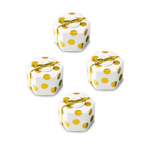 WHAMVOX 50Pcs Hexagon Golden Kraft Paper Candy Box for Party Supplies Chocolate Packaging 4.8x3x2.5in