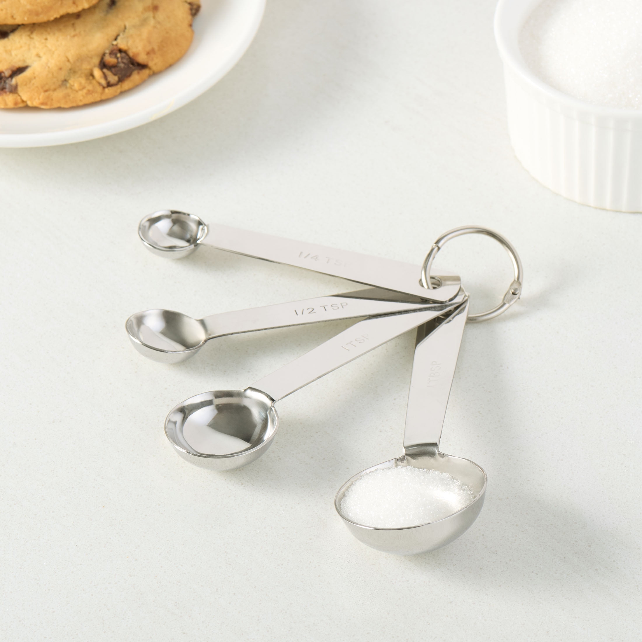 Mainstays Kitchen Stainless Steel 4-Piece Nesting Measuring Spoons Set, Stainless Steel Finish