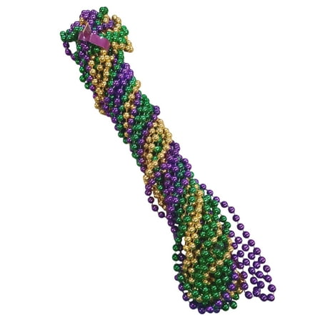 12 48" Purple Green Gold 10mm Mardi Gras Beads Party Favors 1 Dozen