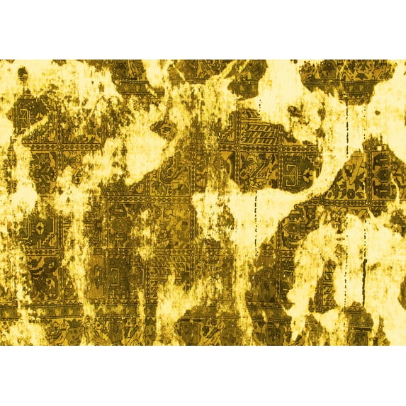 Ahgly Company Indoor Rectangle Abstract Yellow Modern Area Rugs, 7' x 10'