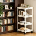 thumbnail image 4 of Plastic Storage Rack 4-Tier Plastic Storage Rack with Wheels Large Capacity Movable Layered Shelf for Living Room Bedroom Kitchen or Bathroom(White,1Pcs) JASKFLY, 4 of 9